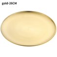 thumbnail image 1 of Stainless Steel Fruit Meat Gold Silver Tableware Shallow Tray Metal Dining Disc Round Plate Bone Spitting Dish gold 23CM, 1 of 6