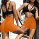 thumbnail image 3 of Gibobby Leggings cortos de yoga para mujer Pantalones cortos Fitness Hip Running High Biker Arrugado Mujer Yoga Cintura Pantalones Stretch Yoga Pantal(Naranja,G), 3 of 4
