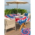thumbnail image 5 of Outdoor Tablecloth with Umbrella Hole for Patio/Picnic/Party/Camping, Blue Red Tie-dye Waterproof Table Cloth Rectangle Table Cover Washable, Vintage American Stars Abstract Art (60"x 84"), 5 of 8