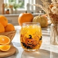thumbnail image 5 of 3D Halloween Artisan Glassware Collection, Stemless Drinking Glasses with Raised Pumpkin Ghost Black Cat Web Design, Spooky Clear Cups for Cocktails Juice Iced Coffee, Party Gift Home Decor (Pumpkin), 5 of 8