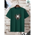 thumbnail image 5 of Men's 180g Heavyweight 100% Cotton T-Shirt with Red Spider Web & Black Spider Graphic Print - Casual Round Neck Short Sleeve Summer Tee for Halloween, Themed Events & Casual Attire, 5 of 17