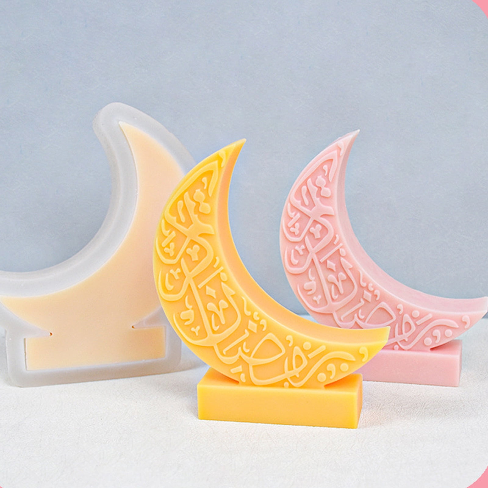 FEAMOS Moon Silicone Mould Moon Shaped Candle Molds Soap Castings Molds Handmade Resin Molds for Eid Ramadans Decorations
