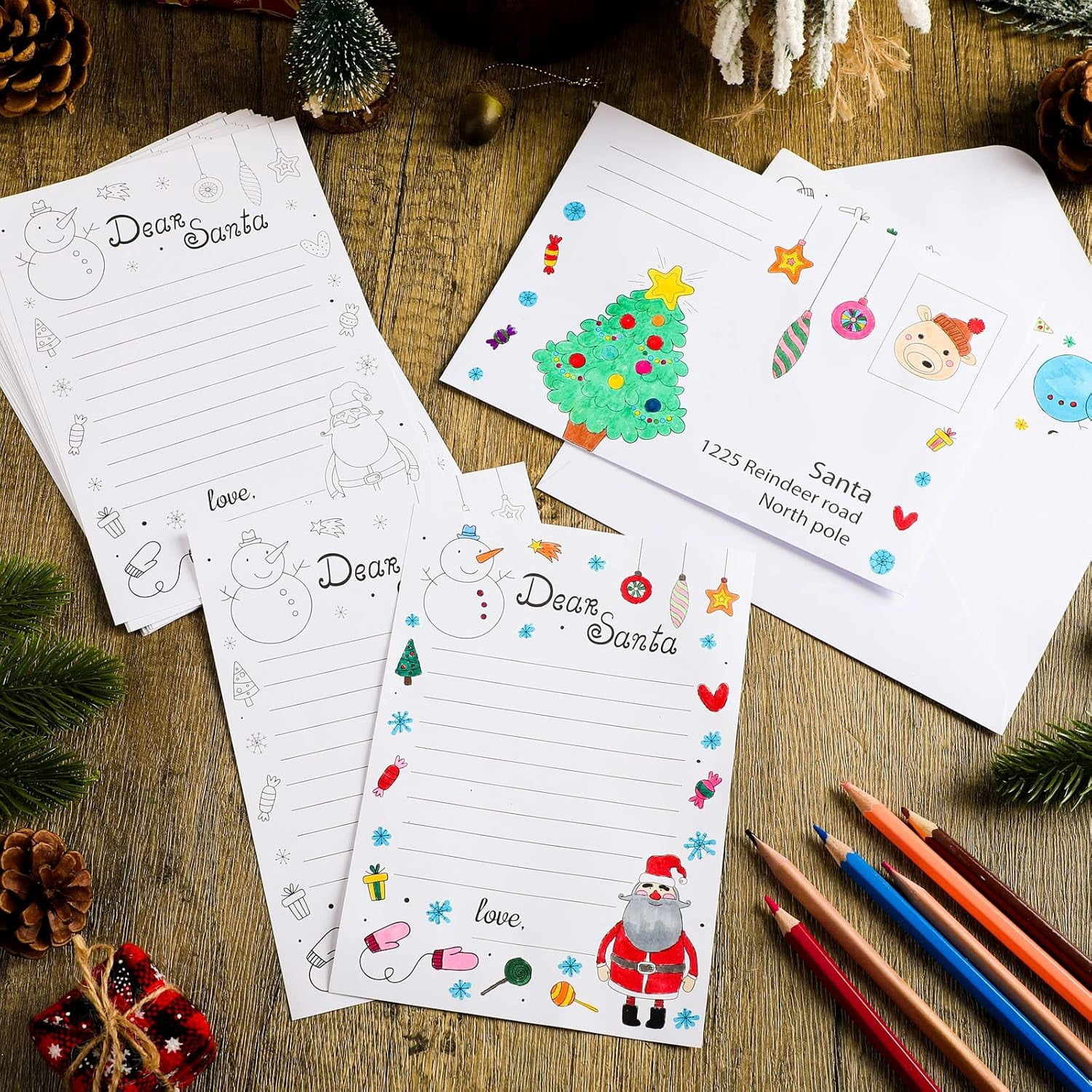 Gift Boutique 24 Sets Color Your Own Letter to Santa DIY Letters to Santa with Envelopes Coloring Santa Letter Kit for Kids Christmas Crafts Fun Activities