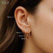 Tilo Jewelry 14K Yellow Gold Thin Hoop Earrings, 1mm Tube, 12mm (Women, Men, Unisex)