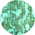 thumbnail image 1 of Ahgly Company Machine Washable Indoor Round Abstract Turquoise Blue Modern Area Rugs, 8' Round, 1 of 4