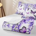 thumbnail image 4 of Homewish Purple Butterfly Twin Quilt Set For Girls,Hydrangea Flower Twin Coverlet Set,2pcs, 4 of 7