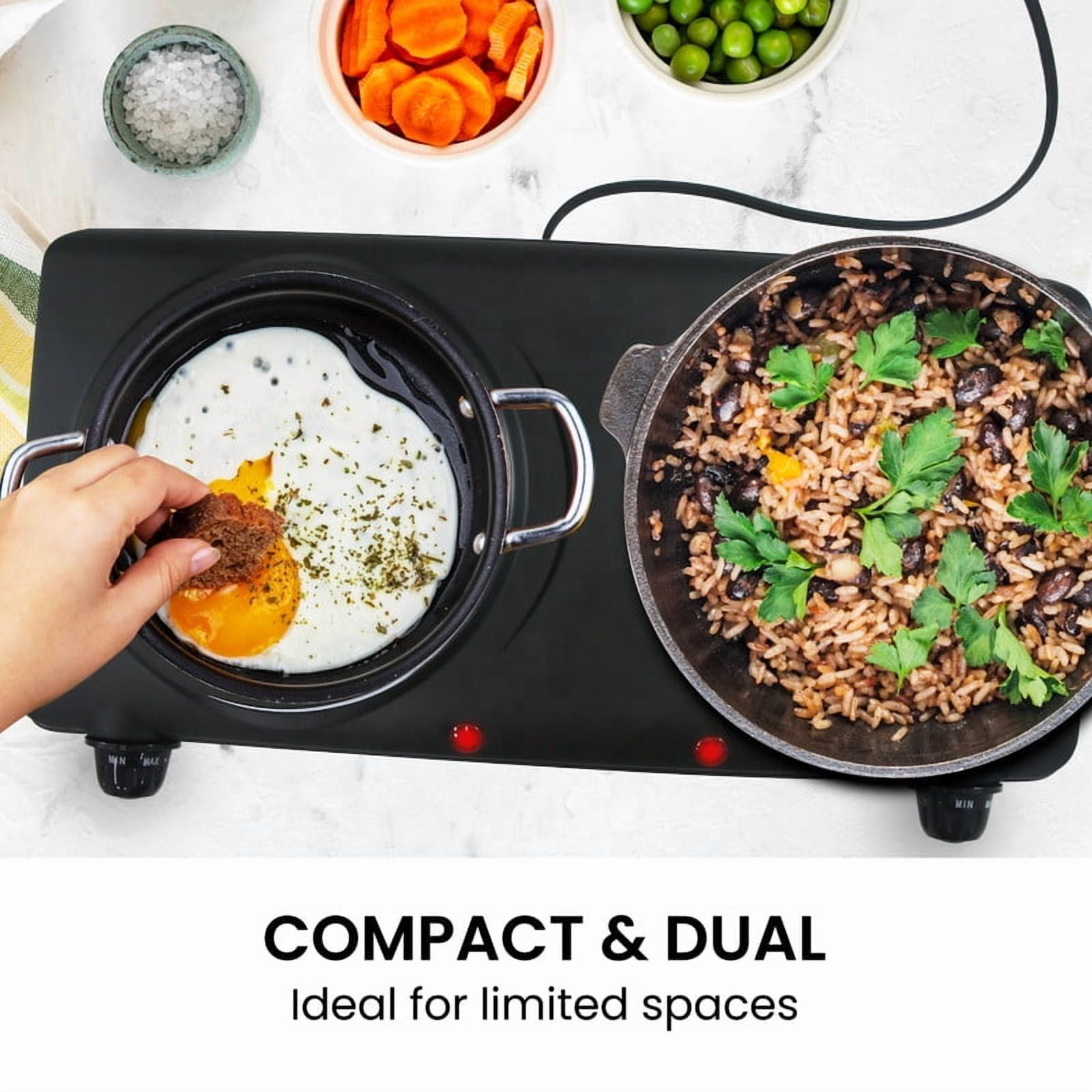 Elite Cuisine EDB503 Electric Double Cast Burner Hot Plate