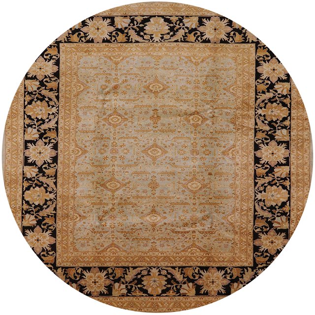 Ahgly Company Tapis d'Intérieur Rond Milieu du Siècle Moderne Acajou Brun Zone Orientale, 8' Rond