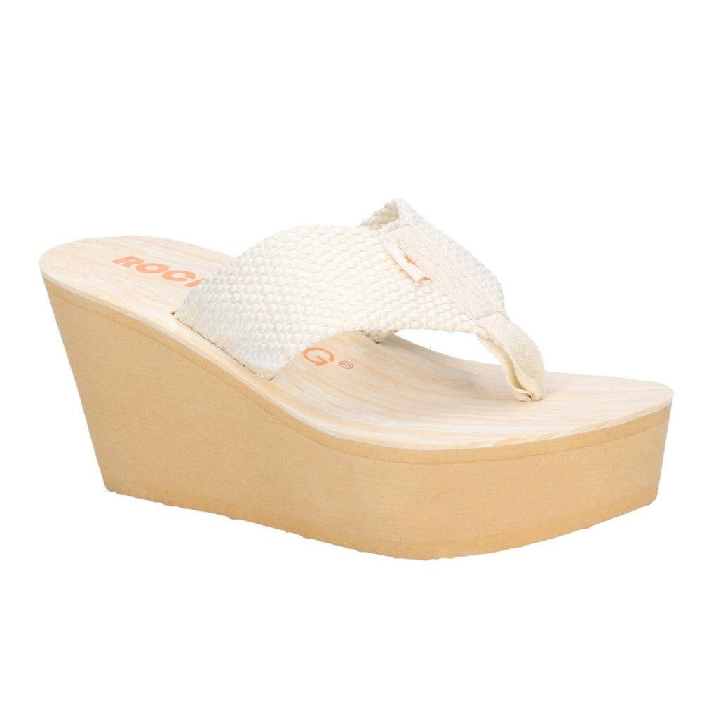 ladies cream wedge sandals