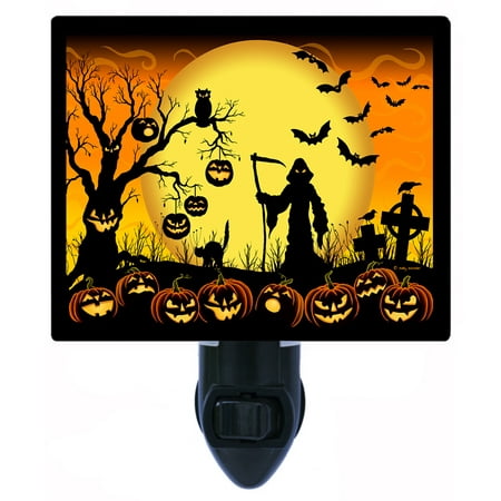 Night Light, Photo Night Light, Beware Take Care, Pumpkins & Bats, Halloween plus FREE Switchable Insert