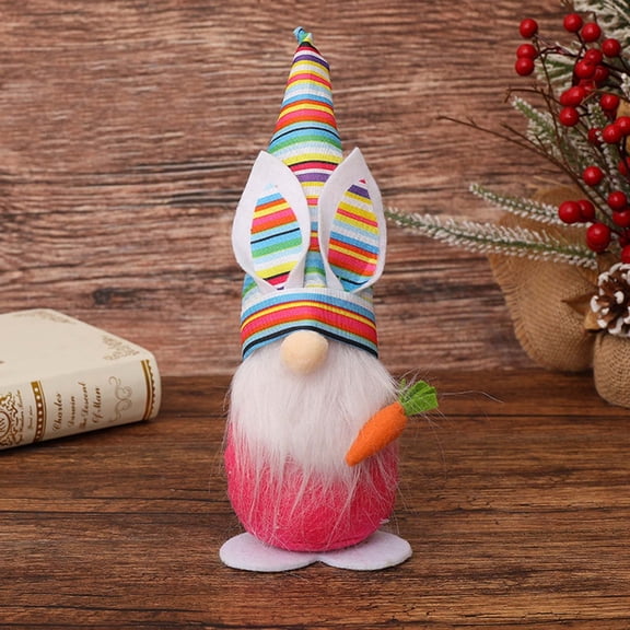 Hometravel Easter Standing Gnome Doll, Colorful Ear and Pointed Hat Figurine, Decoration for Shelf, Mantel, 2024 Spring HOME Display