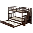 thumbnail image 4 of Harper & Bright Designs Twin Over Twin Stairway Bunk Bed with Storage Shelves, Wooden Twin Size Bunk Bedframe with Trundle for Bedroom Dorm, Espresso, 4 of 14