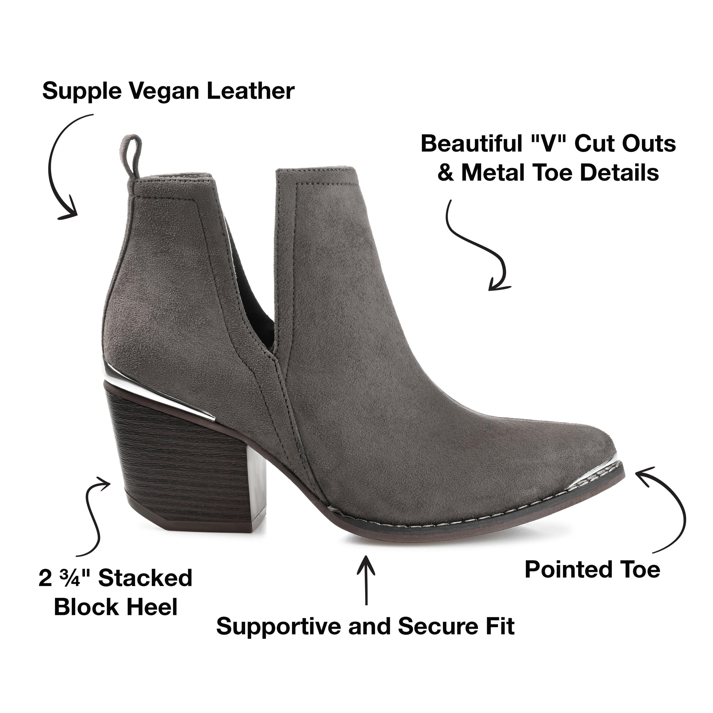 Journee Womens Issla Pull On Stacked Heel Booties, Widths Available