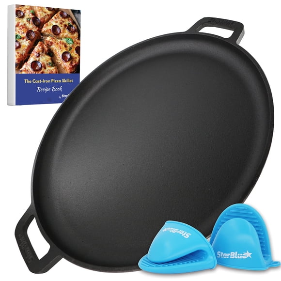 Sartén para pizza StarBlue de hierro fundido de 16 pulgadas con asas de silicona StarBlue NA