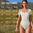 thumbnail image 3 of OQQ Women's 2 Piece Bodysuits Sexy Ribbed One Piece Square Neck Short Sleeve Bodysuits, 3 of 7
