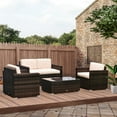 thumbnail image 3 of Outsunny 4-Piece Rattan Furniture Set, Chairs, Loveseat, and Table, Beige, 3 of 11