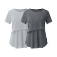 thumbnail image 2 of Edvintorg Maternity Summer Solid Color Short Sleeve Pregnancy Women Breadfeeding Clothes Casual Round Neck Nursing Shirt Blusas Para Embarazada, 2 of 7