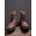 thumbnail image 4 of Men's High-Top Combat Boots with Lace-Up Adjustable Buckle Strap, Mixed Fabric & Faux Leather Upper, Durable Outdoor Footwear for Daily Wear and Casual Activities, 4 of 9