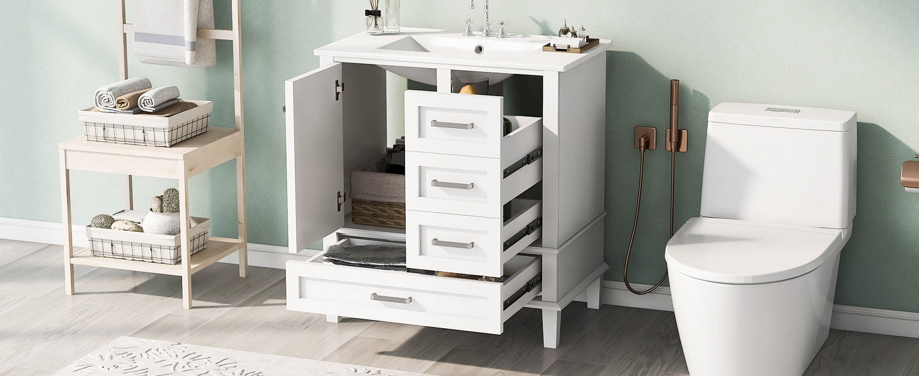 Harper & Bright Designs 30" Bathroom Vanity, Bathroom Cabinet with Sink Combo Set, Bathroom Storage Cabinet with Soft Closing Door and 3 Drawers, White