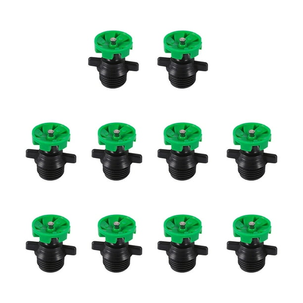 Aspersor giratorio automático de 1/2 pulgada con rotación de 360 grados para riego de jardín, 10 cabezales de ducha.