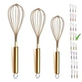 thumbnail image 2 of Gold Whisk Pack of 3 Stainless Steel 8"10" 12" Titianium Plating Whisks for Cooking Beater Wire Whisk Set Kitchen Wisk Gold, 2 of 6
