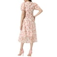 thumbnail image 3 of INSPIRE CHIC Women's Floral Print Dress Short Sleeve Cinched Waist Long Dresses, 3 of 5