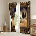 thumbnail image 3 of jejeloiu Fram Animal Horse Blackout Curtains,Retro Stars Print Curtains Pack of 2 (38x45 Each),Rustic Farmhouse Cabin Window Curtains For Men Women,Ultra Soft Home Decor, 3 of 6