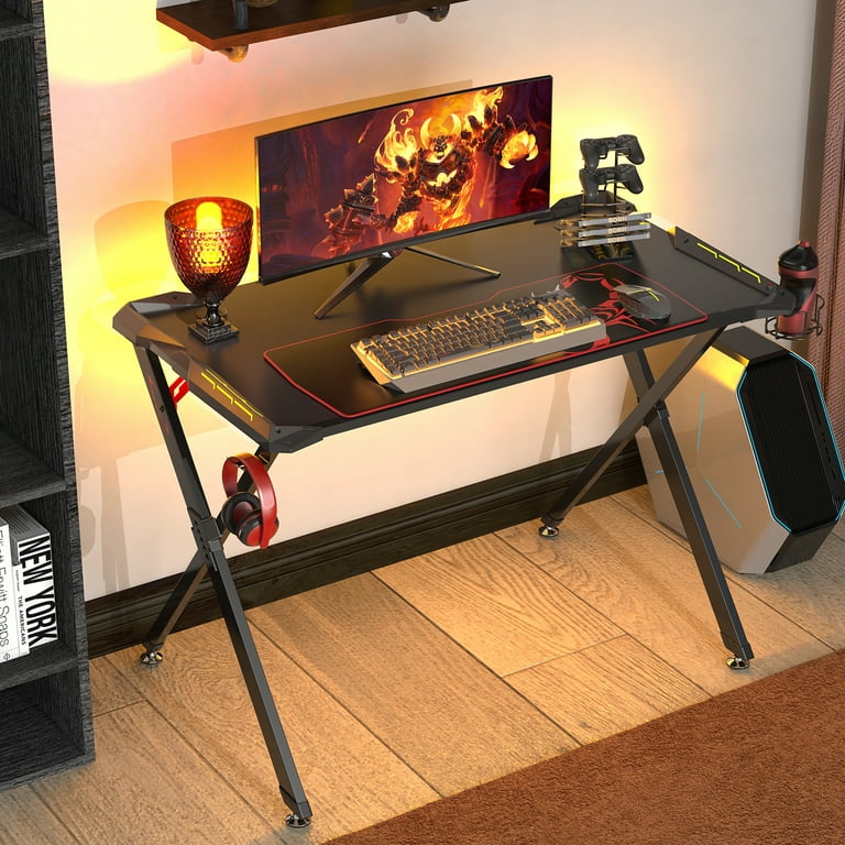 Eureka Black Gaming Desk with Gaming Room Accessories Set