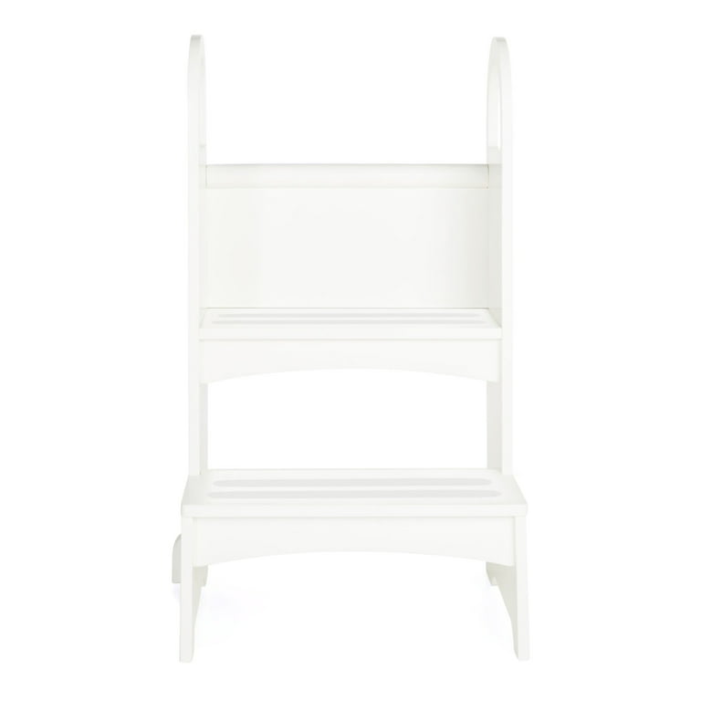 Guidecraft High Rise Step Up White Two Step Stool with Handles and Safety Non Slip Treads and Anti Tip Feet for Kids and Adults Quality Learning