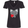 thumbnail image 3 of Inktastic Heart Cat Women's V-Neck T-Shirt, 3 of 5