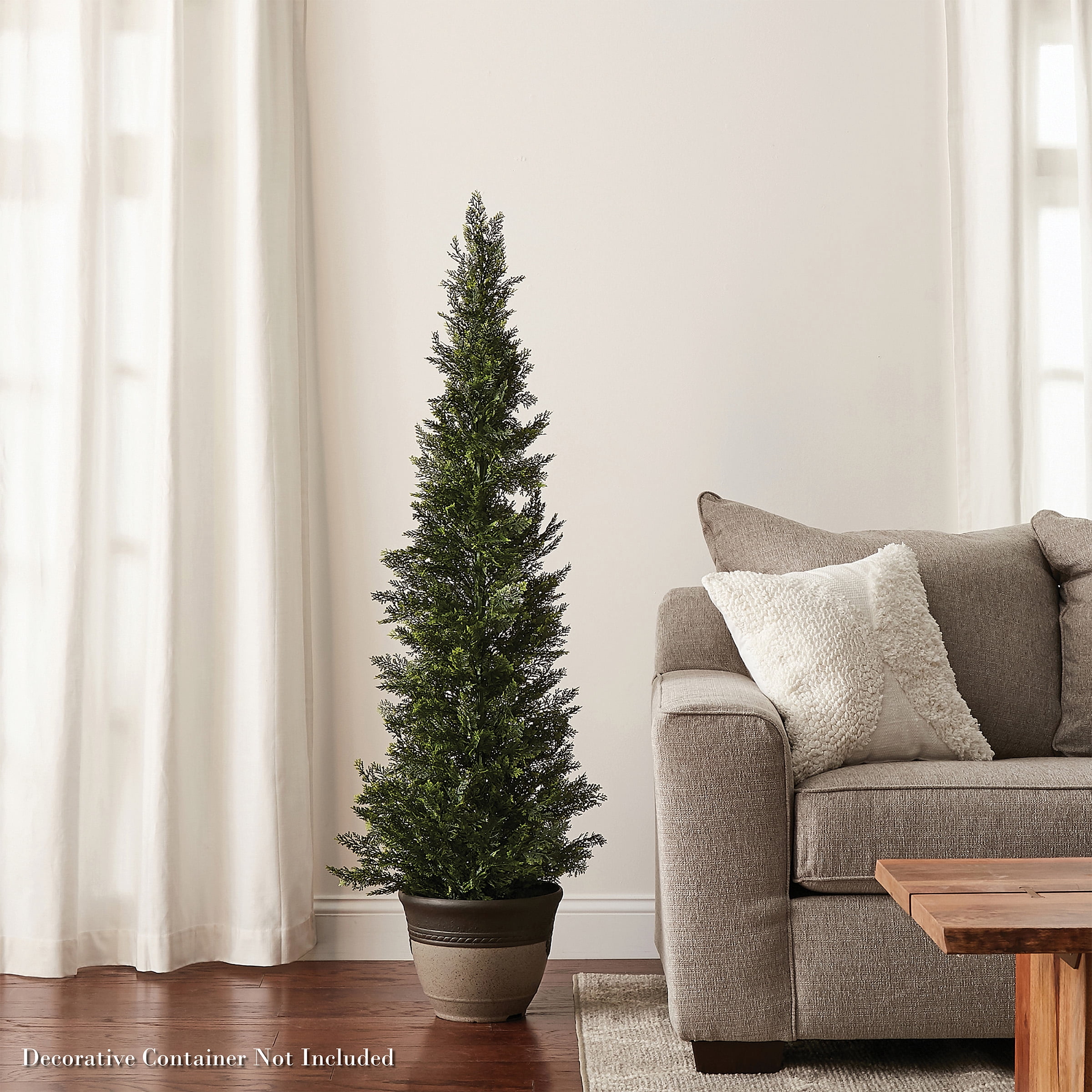 Pure Garden 5ft Artificial Cedar Topiary Trees - Potted Indoor or Outdoor Plastic Tree in Pot