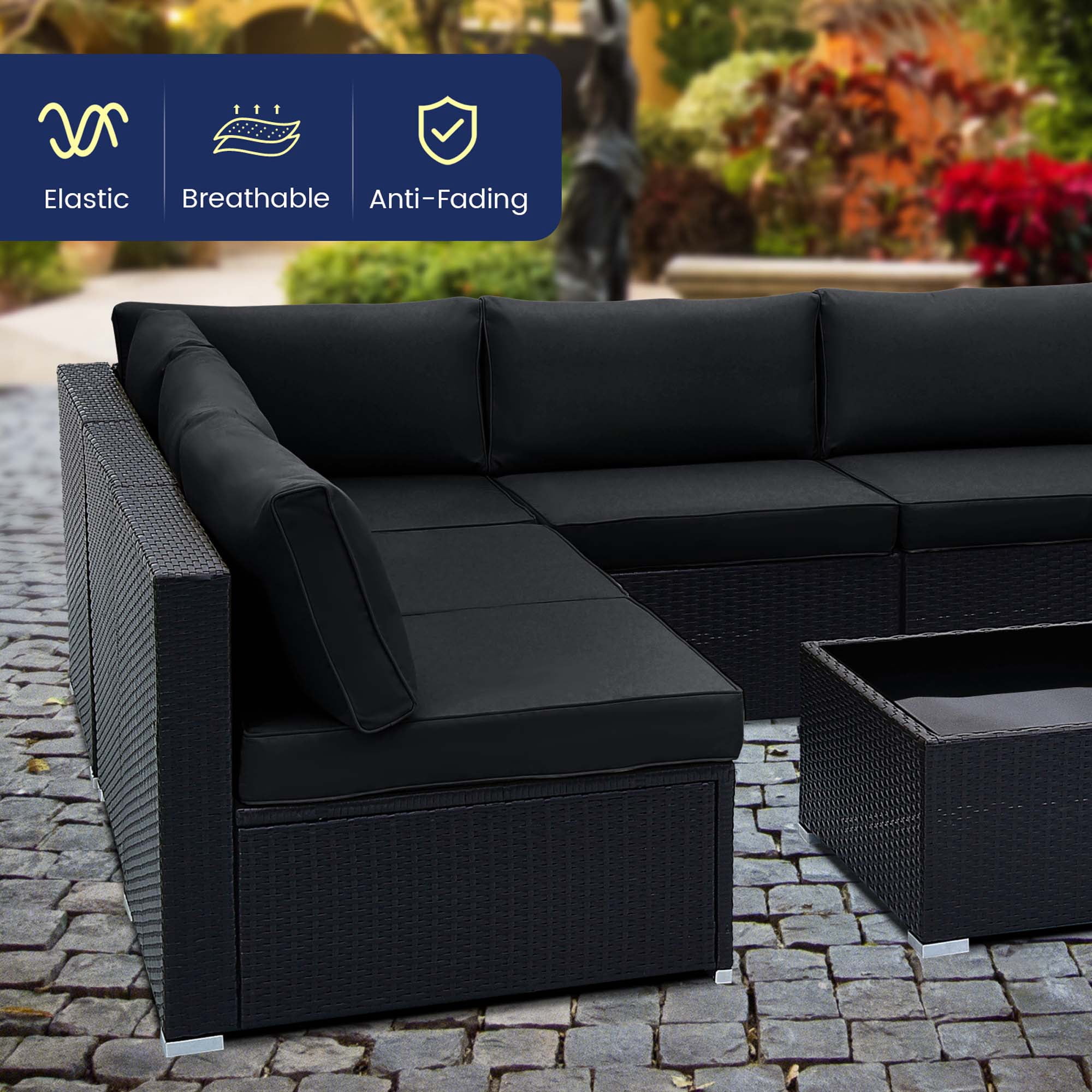 Costway 10 PCS Patio Rattan Furniture Set Outdoor Wicker Sofa Table Cushioned Seat Black