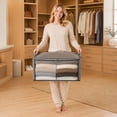 thumbnail image 5 of Clear Window Fabric Storage Bags, Heavy Duty Clothes Storage Bins with Zipper Lid, Reinforced Carry Handles Foldable Storage Totes for Quilt Clothing Dorm Wardrobe 1PCS, 5 of 6