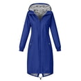 thumbnail image 5 of Women's Outdoor Jacket Hooded Waterproof Plus Size Midi Long Long Sleeve Solid Color Rain Jacket Lightweight Active Outdoor Sport Hiking Raincoat with Pockets, 5 of 8