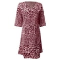 thumbnail image 4 of Mid Sleeved V Neck Medium Length Dress With Floral Dresses For Women Shirt Dress Wine XXL, 4 of 4