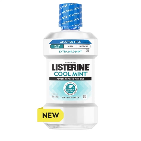 Listerine Extra Mild Alcohol-Free Mouthwash, Cool Mint, 250 mL