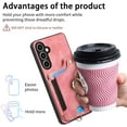 thumbnail image 5 of Phone Case for Samsung Galaxy S23 FE 5G Wallet Cover with Tempered Glass Screen Protector and Wrist Strap Lanyard RFID Credit Card Holder Ring Stand Cell Accessories S 23 EF S23FE 23S Women Men Pink, 5 of 12