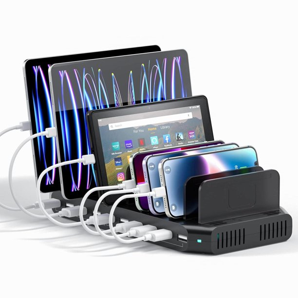 Alxum 60W Estacion Carga Rapida USB 10 Puertos para múltiples Dispositivos, Estación Carga USB para