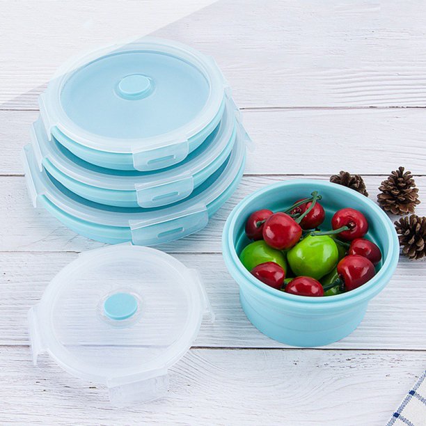 Silicone Collapsible Food Storage Containers Bowls with Lids - 1200ml ...