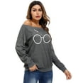 thumbnail image 5 of Purcoar Women Off Shoulder Sweatshirt Slouchy Shirt Long Sleeve Pullover Tops, 5 of 8