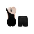 thumbnail image 2 of YiZYiF Kids Girls Sleeveless Rhinestone Gymnastics Dance Leotards and Shorts Figure Skating Outfit Black-A 14, 2 of 6