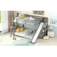thumbnail image 4 of Euroco Wood Full over Full Bunk Bed with Slide and Ladder, 3-Tier Shelf for Kids Teens Bedroom, Gray, 4 of 15