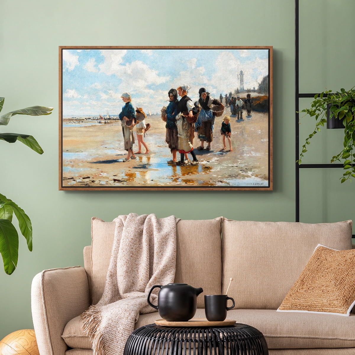 Vintage Landscape-CXII By Wexford Home Framed in Walnut Wood Gallery Wrapped Canvas 25 in. x 37 in.