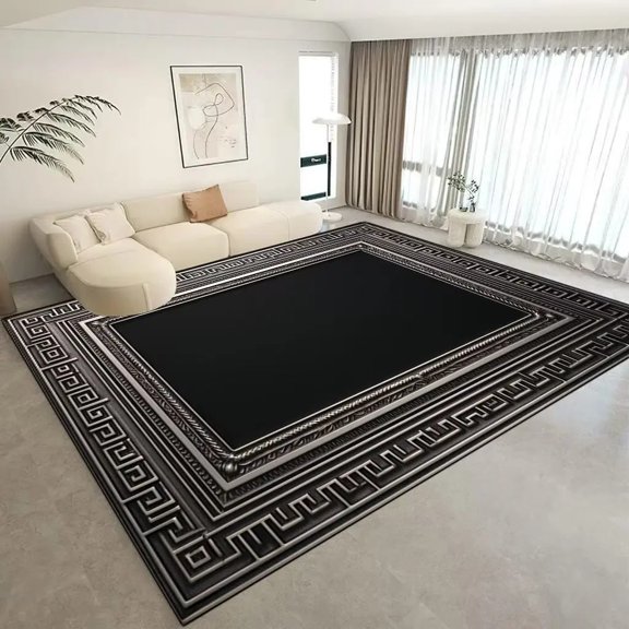 European Living Room Decoration Carpet Light Luxury Retro Black Carpets Hall Sofa Side Rugs Coffee Table Floor Mat Soft Washable