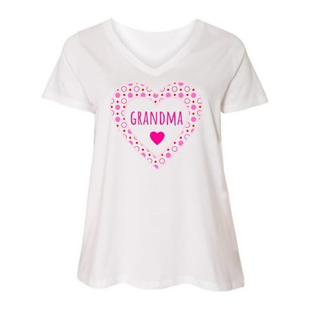 

Inktastic Grandma Pink Valentine Hearts Women s Plus Size V-Neck