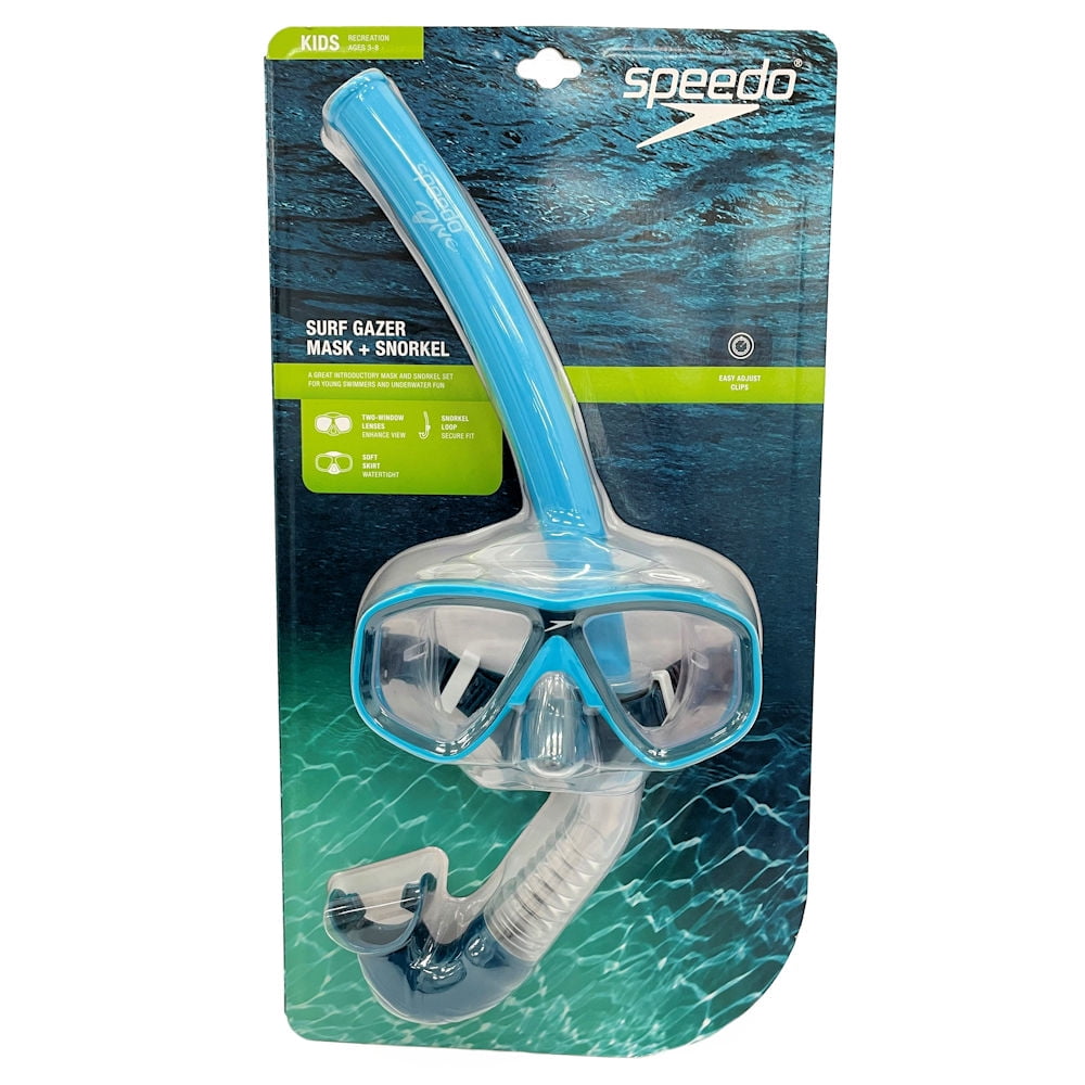 NEW Speedo Surf Gazer Swim Mask Kids Recreation Age 3-8 Swim Goggles Blue 