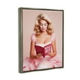 thumbnail image 4 of Stupell Industries Girl in Pink Reading Literature & Flim Painting Gray Floater Framed Canvas Art Print Wall Art, 25 x 31, 4 of 10