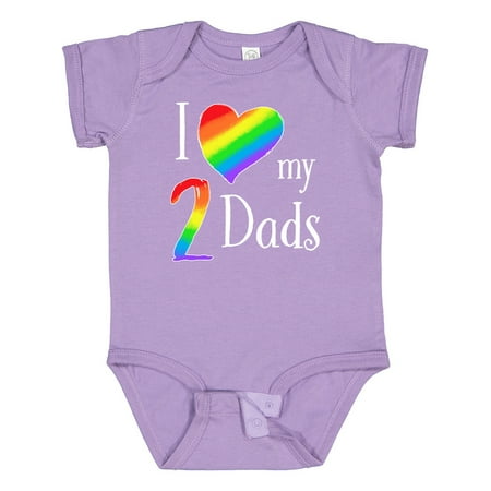 

Inktastic I Love My Two Dads- Pride Rainbow Heart Gift Baby Boy or Baby Girl Bodysuit