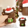 thumbnail image 2 of Christmas Bear Squishy Toy, Brown Bear with Santa Hat and Gift Stress Squeeze Ball, Crunchy Sound Slow Rising Relief Fidget Toy, Anxiety Sensory Ball for Adults, Holiday Gift, 2 of 4