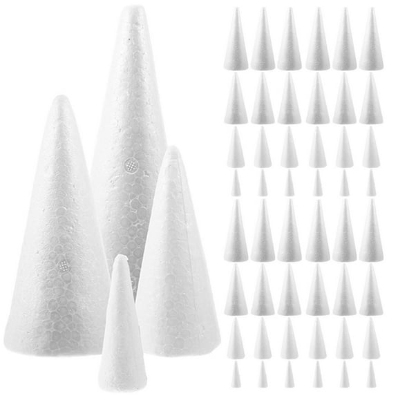 LOLIPPYY 20 Pieces Craft Foam Cones White Foam Model Cones for Teens Graffiti and Art Projects